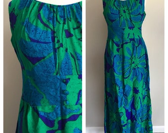 60s Hawaiian Floral Maxi Dress