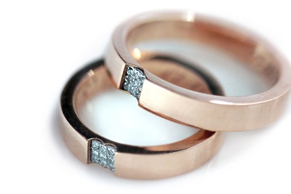 promise ring set in 14k rose gold wedding band sets love rings white diamonds heart wedding rings men wedding band rings pink gold - Heart Wedding Ring Set promise ring set in 14k rose gold wedding band sets love rings white diamonds heart wedding rings men wedding band rings pink gold - Heart Wedding Ring Set