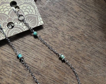 Anklet turquoise and silver chain