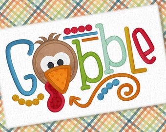 Gobble Applique Design Embroidery Saying Thanksgiving Design Turkey Embroidery Gobble Applique Embroidery Design Petunia Petals Designs 1333