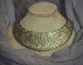 Statement necklace Bib necklace gold necklace polymer clay necklace squamous necklace minimalism necklace choker necklace breast plate