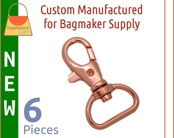 3/4 Inch Trigger Style Snap Hooks Rose Gold / Copper Finish, 6 Pack, Purse Clips, Handbag Bag Making Hardware, SNP-AA144