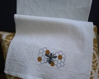 Bee and honeycomb kitchen towel