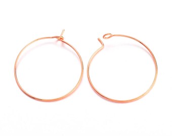 10 rings hoops 25mm brass ROSE gold (pink GOLD)