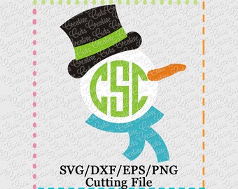 EXCLUSIVE Snowman Monogram SVG Cutting File, snowman monogram cut file, snowman cutting file, snowman svg, LIMITED commercial use