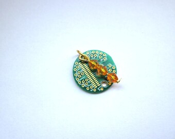 Gold Circle Circuit Board Bracelet Charm