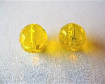 12 mm yellow Czech glass beads Canary 2 beads for earrings set