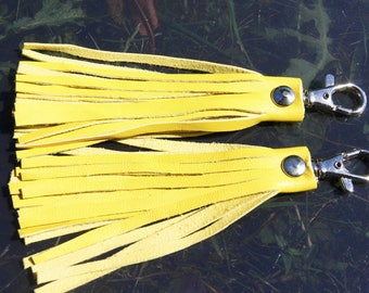 CREATION 1 TASSEL LEATHER YELLOW JEWELRY BAG 13 CM