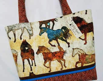 Horse purse tote handbag Southwest horses Bags by April