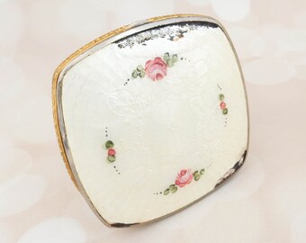 Vintage Powder Compact - Art Deco Compact - Downton Abbey - Antique Guilloche - Gift For Her - English Rose Birthday Gift