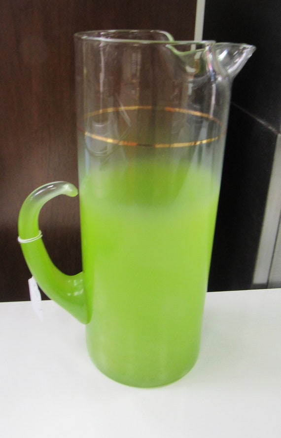 Lime green glass cocktail pitcher