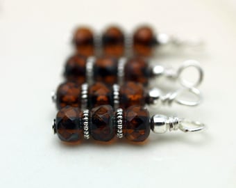 Brown Czech Picasso Firepolished Bead Earring Dangle Charm Drop Set
