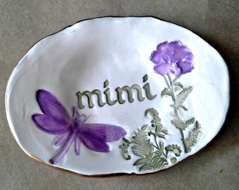 Ceramic MIMI Trinket Dish Ring Dish Ring Bowl edged in gold Mothers Day Gift