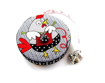 Pocket Measuring Tape Knitting Chickens Retractable Tape Measure