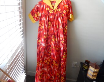 Polynesian Handmade Muu Muu Dress - Measurements Below