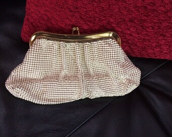 Whiting and Davis Cream Mesh Purse/Clutch
