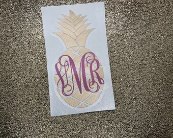 Monogram Pineapple Vinyl Decal | Pineapple Decal | Monogram Sticker | Yeti Cup Decal | Yeti Cup Monogram | Custom Decal