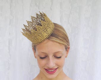 Romantic Queen Gold Lace Crown -"Romance Crown" - princess, queen, royal, costume crown,macabre