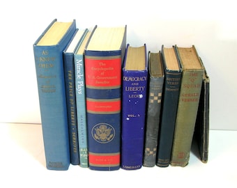 Blue Book Collection, Set of Nine, Library Decor, Home Decor, Instant Library