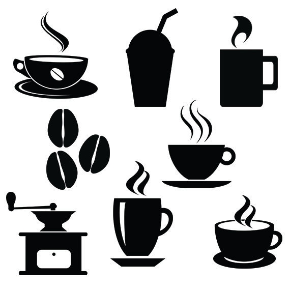 Coffee svg silhouette files pack cafe vector clipart digital
