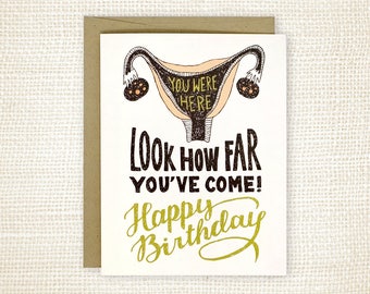 Funny Birthday Card - Funny Friend Birthday Card - Best Friend Card - Funny Greeting Cards - Uterus Birthday Card - Awkward Birthday Card