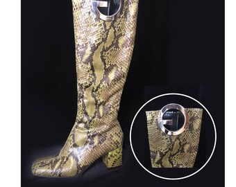 GUCCI knee-high green snakeskin with silver G