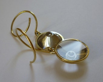 Earrings "Loop" 750 yellow gold with smoky quartz