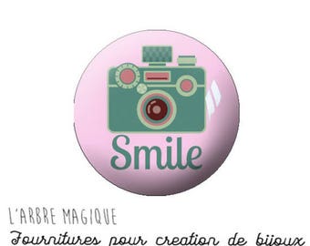 2 cabochons glue camera retro vintage glass 20 mm M1063
