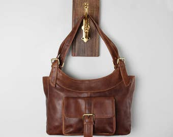 Leather Handbag Purse in Vintage Brown