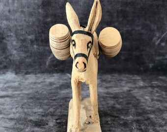 Vintage wood donkey figurine