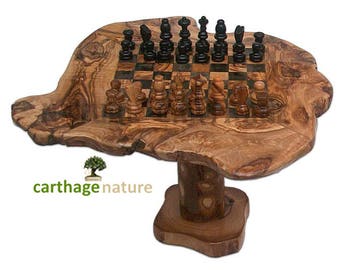Mother’s day gift, fiance gift, Birthday gift, wedding anniversary, olive wood rustic chess set board 11.8" with stand 6", home decor