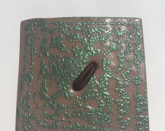 Mauve and Green Polymer Clay Button Tie