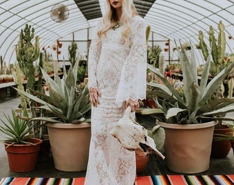 Wedding dress, lace wedding dress, boho wedding dress, boho lace dress, bohemian wedding dress, bell sleeve dress, bell sleeve wedding dress