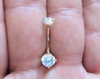 14k solid Gold Prug set Internally threaded navel Belly Ring..14g..10mm