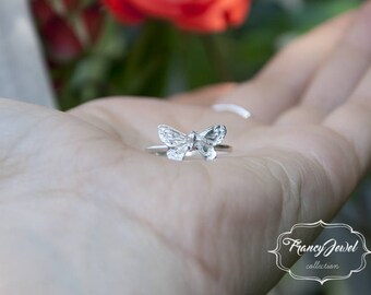 Anello farfalla, anello Argentium Silver, anello fatto a mano, artigianale, nichel free, made in Italy, fatto in Italia, ecofriendly