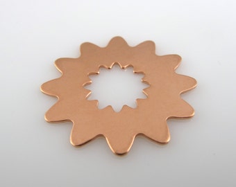 Sale - COPPER ABSTRACT FLoRAL SHaPE, 1", 25mm, Stamping Blank Personalized Scrapbooking Jewelry 24 Gauge Qty 6