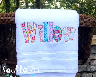 Applique Name Towel Personalized Bath Towel