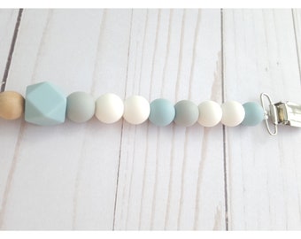 LIGHT BLUE Pacifier Clip Baby Gift Baby Shower Gift Teething Baby Girl Clip Baby Boy Clip Teething Silicone Pacifier Holder Clip Binky Clip
