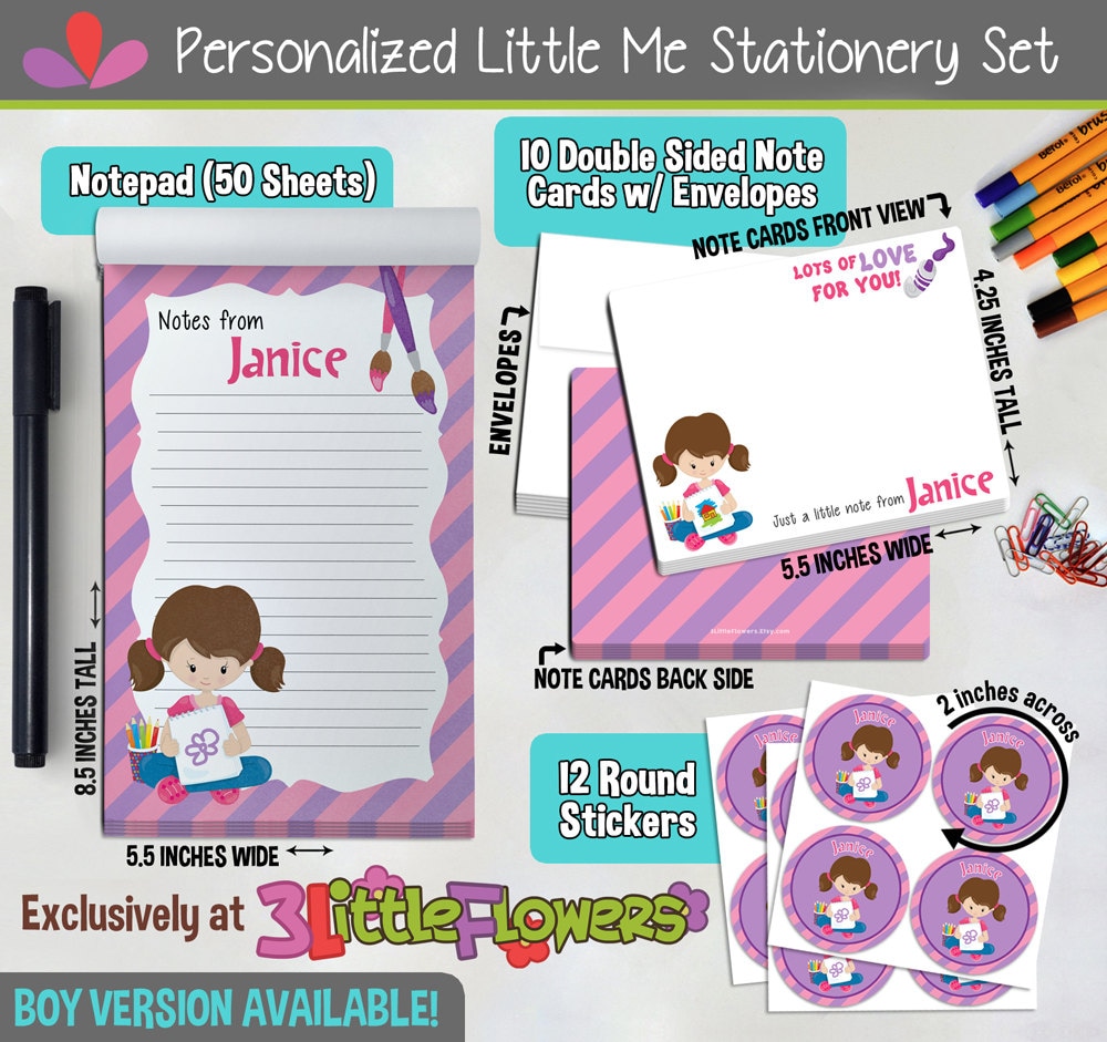 Artist Girl Personalized Stationery Set Personalized