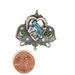 1 Vintage 1980's Banana Bob Hand Painted Enamel Blue Bird Of Happiness W/Crystal Silver Ox Metal Pendant. 1-3/8 Inches Facing LT No.MS38B