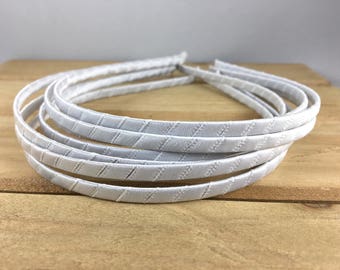 White Satin Wrapped Metal Headband, White 5mm headband, white headband, White 5mm metal headband, DIY Hard Headband