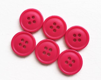 eco friendly rose pink plastic non decorative buttons--matching lot of 6