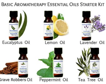 Aromatherapy Starter Kit 6 .5 oz bottles of Essential Oils Must Haves