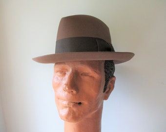 Stetson 3x Beaver Fedora Hat Vintage 1950s 1960s Cocoa Chocolate Brown Mens Rat Pack