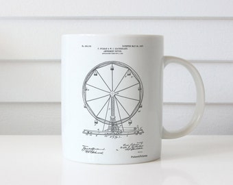 Ferris Wheel Mug, Ferris Wheel Patent, Ferris Wheel Mug, Ferris Wheel Mug, Ferris Wheel Decor, Ferris Wheel BlueMug PP0167