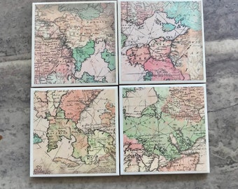 World Map drink coasters -set of 4