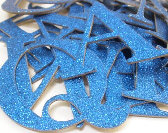 GLiTTER LETTERS - 2" Elegant Chipboard Letter Die Cuts - Color Option .. Marine Blue Shown
