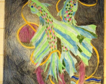 Zodiac signs Pisces-Crayon ca. 1997