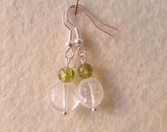 Energy of peridot and rock crystal earrings