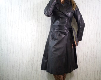 Vintage French Leather Trench Coat